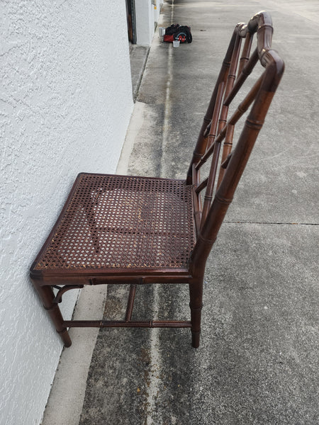 VINTAGE FAUX BAMBOO CHIPPENDALE CANE DESK/ ACCENT/ DINING CHAIR