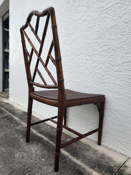 VINTAGE FAUX BAMBOO CHIPPENDALE CANE DESK/ ACCENT/ DINING CHAIR