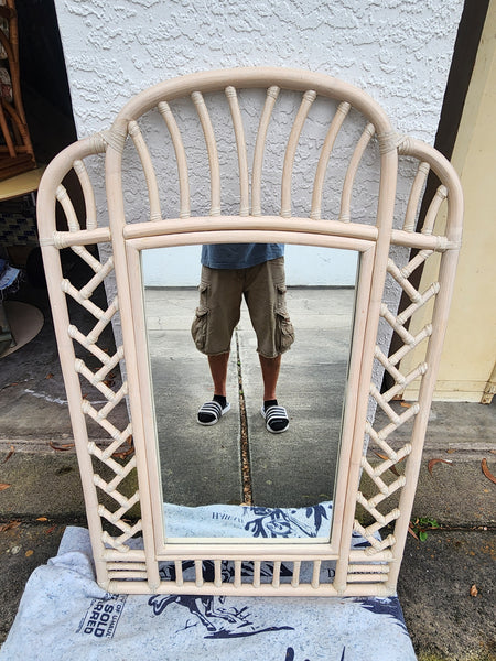 VINTAGE FICKS REED RATTAN CHIPPENDALE MIRROR 🪞