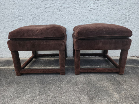 VINTAGE MID CENTURY MODERN THAYER COGGIN BY MILO BAUGHMAN CHOCOLATE 🍫 PILLOW TOP PARSONS STOOLS/ OTTOMANS/ BENCHES (2)