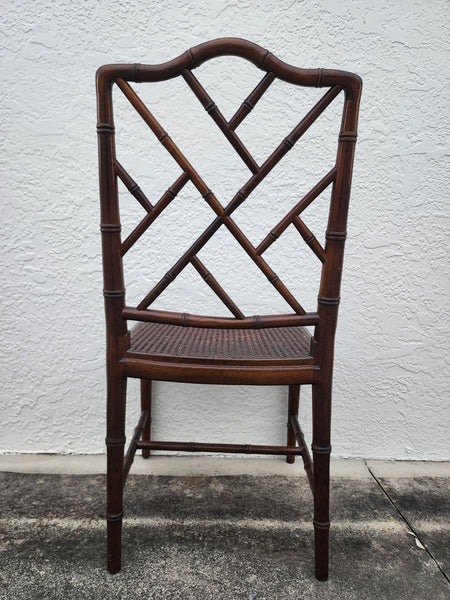 VINTAGE FAUX BAMBOO CHIPPENDALE CANE DESK/ ACCENT/ DINING CHAIR