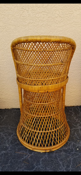 VINTAGE WICKER RATTAN BAMBOO 🎋 BOHO EMMANUELLE  SUNBURST COUNTER BARSTOOLS (3)