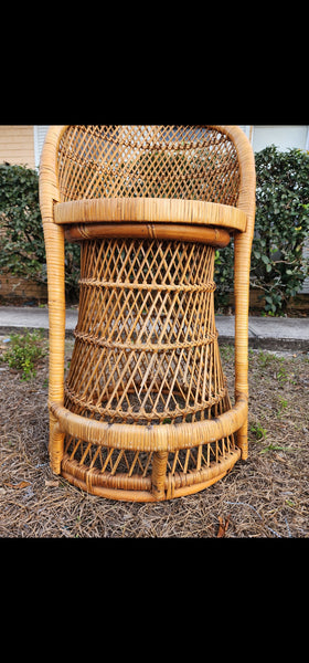 VINTAGE WICKER RATTAN BAMBOO 🎋 BOHO EMMANUELLE  SUNBURST COUNTER BARSTOOLS (3)