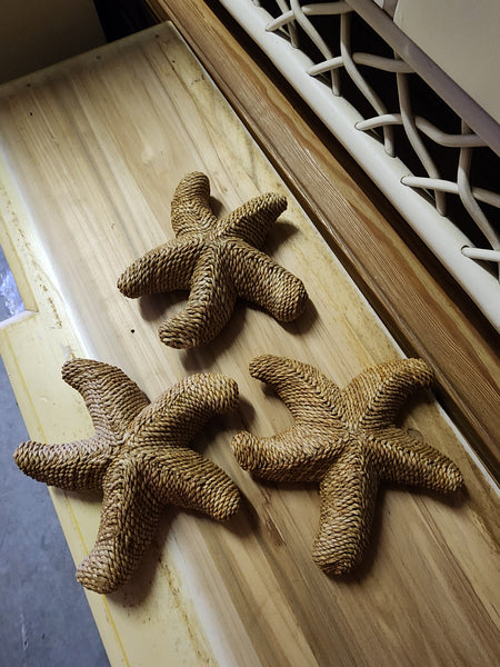 VINTAGE BRAIDED/WOVEN RATTAN 3D STARFISH (3) ~ MISC
