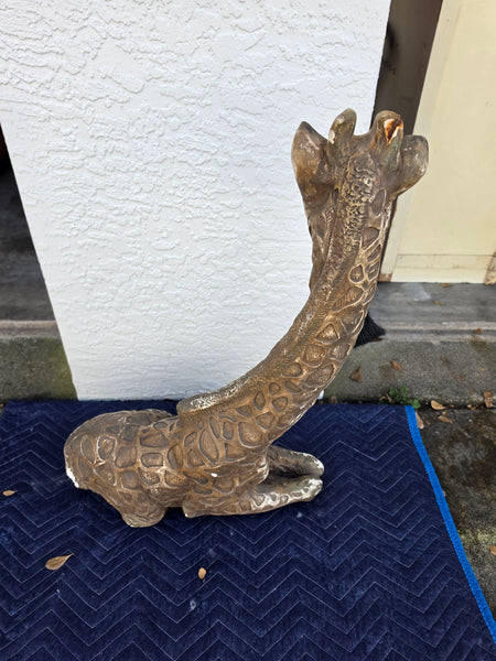 VINTAGE GOLD/ BROWN/ BLACK/ (White) CERAMIC/ PLASTER RESTING GIRAFFE ~ MISC