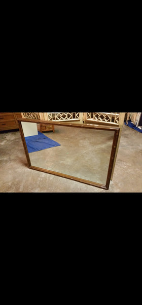 VINTAGE MID CENTURY MODERN THOMASVILLE  FAUX BAMBOO CAMPAIGN MIRROR
