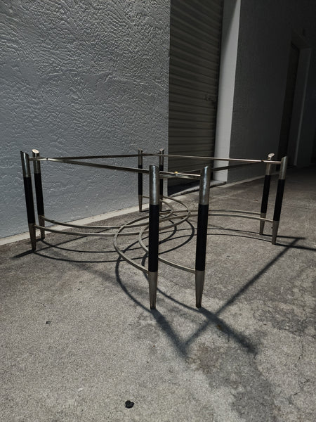 VINTAGE MID CENTURY MODERN BLACK/ CHROME GEOMETRIC/ ART DECO/ NEOCLASSICAL COFFEE TABLE