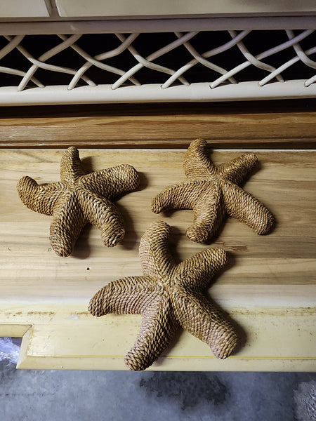 VINTAGE BRAIDED/WOVEN RATTAN 3D STARFISH (3) ~ MISC