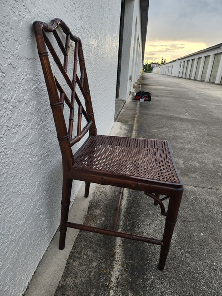 VINTAGE FAUX BAMBOO CHIPPENDALE CANE DESK/ ACCENT/ DINING CHAIR