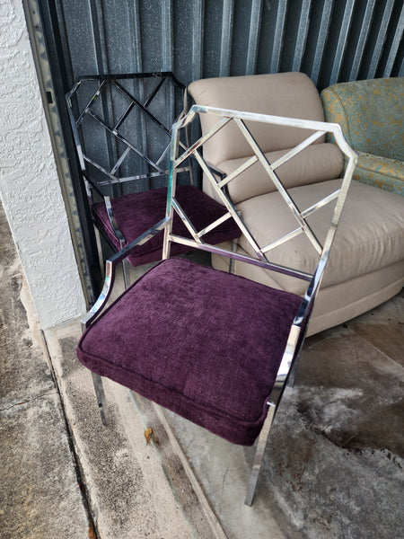 VINTAGE MIL🩶 BAUGHM💜N D.esign I.nstitute A.merica CHROME CHIPPENDALE DINING CHAIR/ ARMCHAIR/ ACCENT CHAIR/ DESK CHAIR/ CAPTAINS CHAIR (6 AVAILABLE)