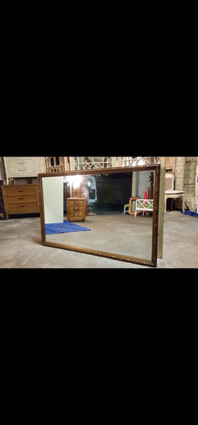 VINTAGE MID CENTURY MODERN THOMASVILLE  FAUX BAMBOO CAMPAIGN MIRROR