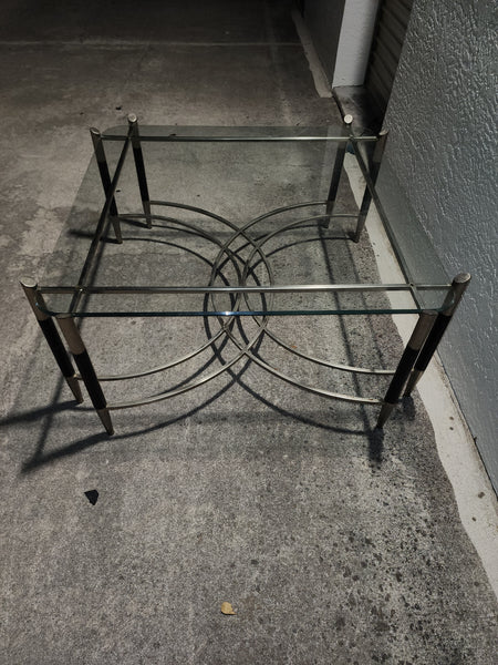 VINTAGE MID CENTURY MODERN BLACK/ CHROME GEOMETRIC/ ART DECO/ NEOCLASSICAL COFFEE TABLE