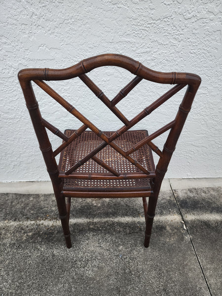 VINTAGE FAUX BAMBOO CHIPPENDALE CANE DESK/ ACCENT/ DINING CHAIR