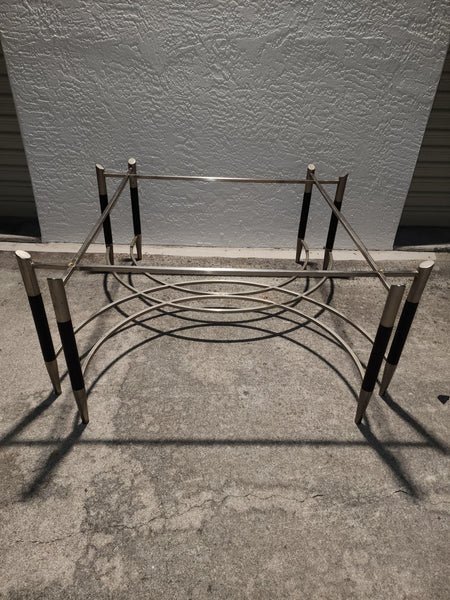 VINTAGE MID CENTURY MODERN BLACK/ CHROME GEOMETRIC/ ART DECO/ NEOCLASSICAL COFFEE TABLE