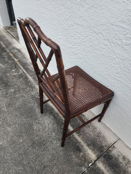 VINTAGE FAUX BAMBOO CHIPPENDALE CANE DESK/ ACCENT/ DINING CHAIR