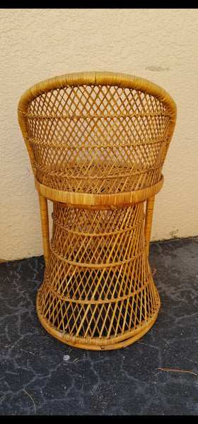 VINTAGE WICKER RATTAN BAMBOO 🎋 BOHO EMMANUELLE  SUNBURST COUNTER BARSTOOLS (3)