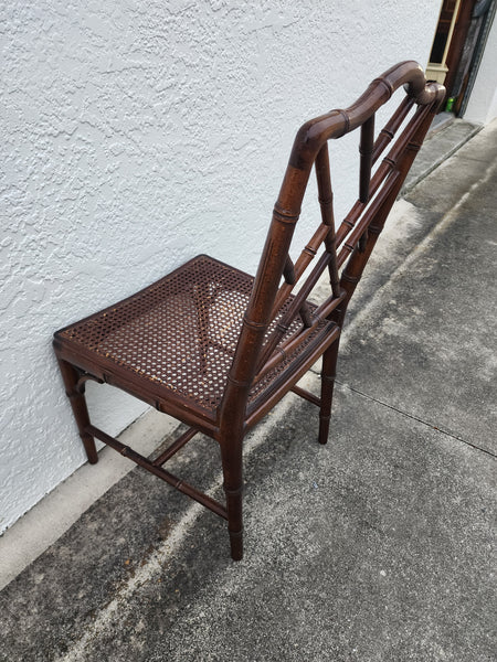 VINTAGE FAUX BAMBOO CHIPPENDALE CANE DESK/ ACCENT/ DINING CHAIR