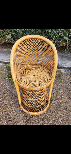 VINTAGE WICKER RATTAN BAMBOO 🎋 BOHO EMMANUELLE  SUNBURST COUNTER BARSTOOLS (3)