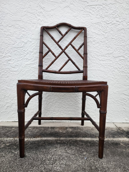 VINTAGE FAUX BAMBOO CHIPPENDALE CANE DESK/ ACCENT/ DINING CHAIR