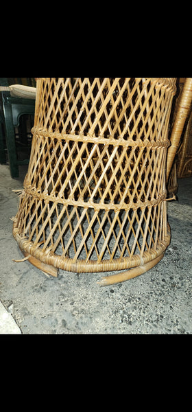 VINTAGE WICKER RATTAN BAMBOO 🎋 BOHO EMMANUELLE  SUNBURST COUNTER BARSTOOLS (3)