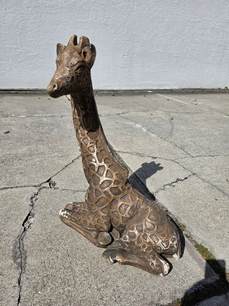 VINTAGE GOLD/ BROWN/ BLACK/ (White) CERAMIC/ PLASTER RESTING GIRAFFE ~ MISC