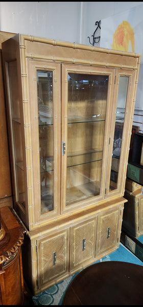 VINTAGE FAUX BAMBOO 2 PIECE CHINA CABINET 🎋