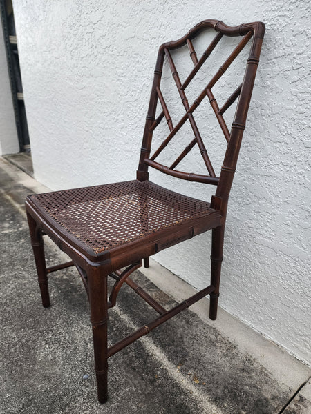 VINTAGE FAUX BAMBOO CHIPPENDALE CANE DESK/ ACCENT/ DINING CHAIR