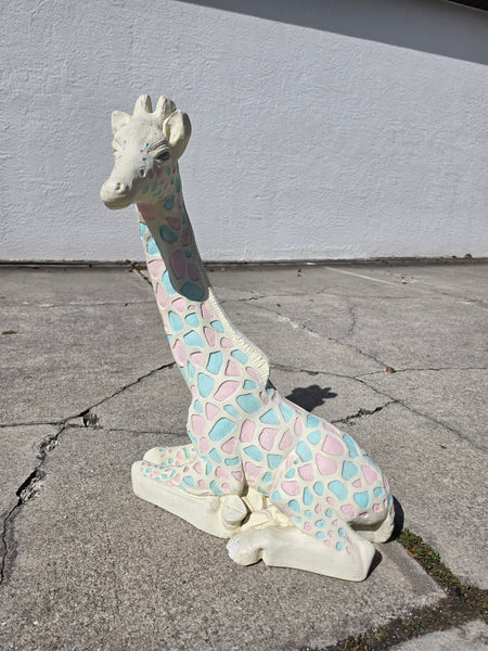 VINTAGE WHITE/ BLUE/ PINK CERAMIC/ PLASTER RESTING GIRAFFE 🩵🦒🤍🦒🩷 ~ MISC