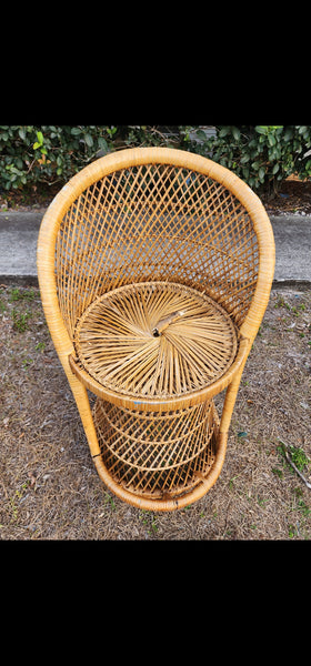 VINTAGE WICKER RATTAN BAMBOO 🎋 BOHO EMMANUELLE  SUNBURST COUNTER BARSTOOLS (3)