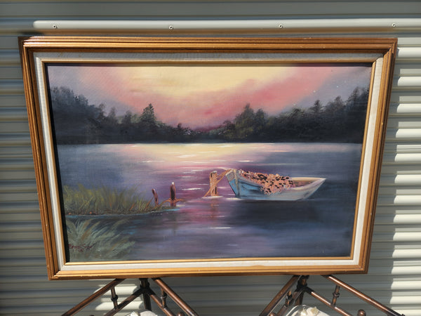 VINTAGE ~ ISH DOUBLE~SIDED  SUNSET 🌄 BIRDIE 🦩 ART ~ MISC