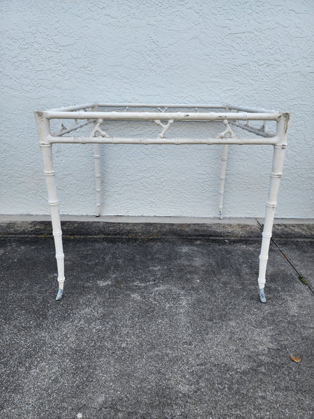VINTAGE PHYLLIS MORRIS/ KESSLER CAST ALUMINUM FAUX BAMBOO CHIPPENDALE OUTDOOR/ PATIO/ GAME/ DINING TABLE