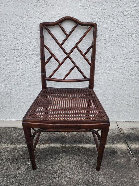 VINTAGE FAUX BAMBOO CHIPPENDALE CANE DESK/ ACCENT/ DINING CHAIR