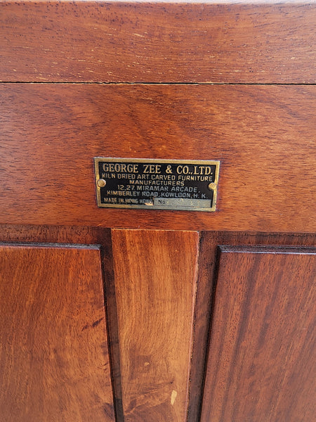 VINTAGE GEORGE ZEE & CO KILN DRIED HAND CARVED ROSEWOOD/TEAK CHINOISERIE MING CABINET/ NIGHTSTAND/ END TABLE