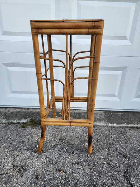 ANTIQUE/ VINTAGE VICTORIAN TORTOISE SHELL TIGER BURNT BAMBOO PLANT STAND/ END/ ACCENT TABLE ~ MISC