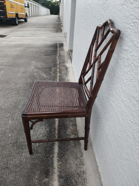 VINTAGE FAUX BAMBOO CHIPPENDALE CANE DESK/ ACCENT/ DINING CHAIR