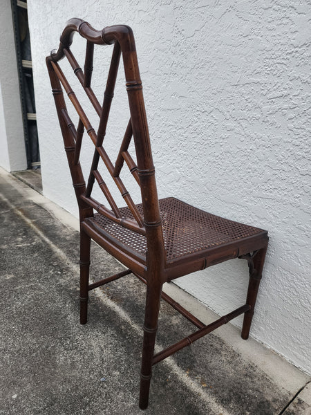 VINTAGE FAUX BAMBOO CHIPPENDALE CANE DESK/ ACCENT/ DINING CHAIR