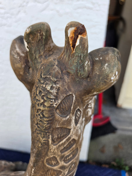VINTAGE GOLD/ BROWN/ BLACK/ (White) CERAMIC/ PLASTER RESTING GIRAFFE ~ MISC
