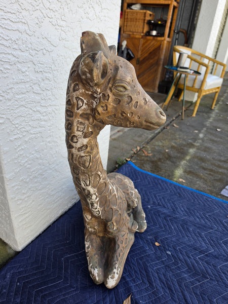 VINTAGE GOLD/ BROWN/ BLACK/ (White) CERAMIC/ PLASTER RESTING GIRAFFE ~ MISC