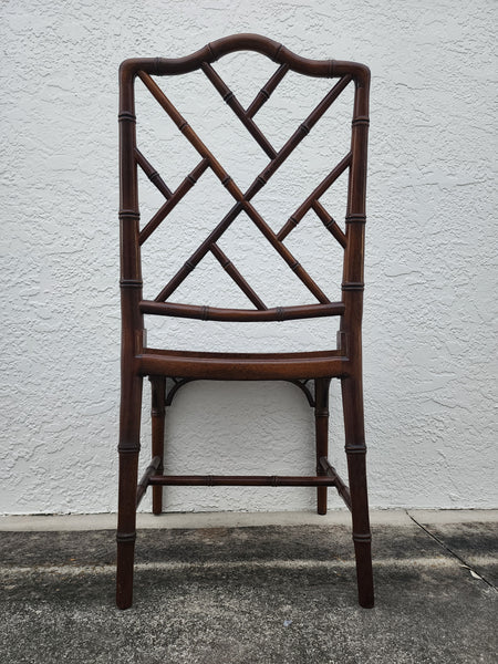 VINTAGE FAUX BAMBOO CHIPPENDALE CANE DESK/ ACCENT/ DINING CHAIR