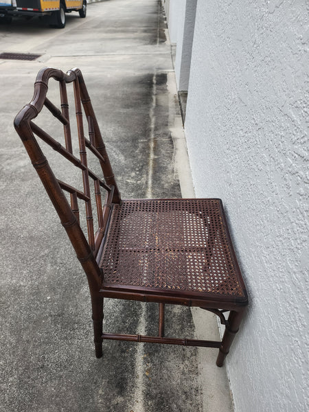 VINTAGE FAUX BAMBOO CHIPPENDALE CANE DESK/ ACCENT/ DINING CHAIR