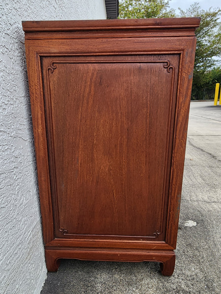 VINTAGE GEORGE ZEE & CO KILN DRIED HAND CARVED ROSEWOOD/TEAK CHINOISERIE MING BUFFET/SIDEBOARD/CONSOLE