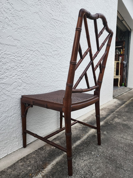 VINTAGE FAUX BAMBOO CHIPPENDALE CANE DESK/ ACCENT/ DINING CHAIR