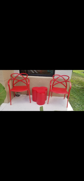 VINTAGE MID CENTURY MODERN RED❣️ FIBERGLASS CLOVER ACCENT/ END TABLE