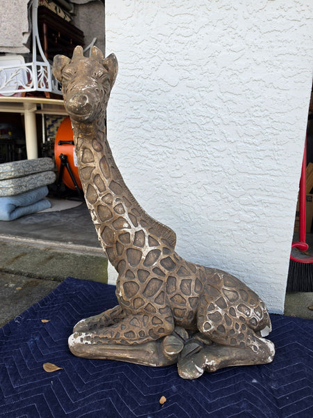 VINTAGE GOLD/ BROWN/ BLACK/ (White) CERAMIC/ PLASTER RESTING GIRAFFE ~ MISC