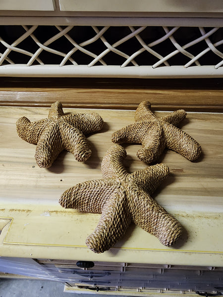 VINTAGE BRAIDED/WOVEN RATTAN 3D STARFISH (3) ~ MISC