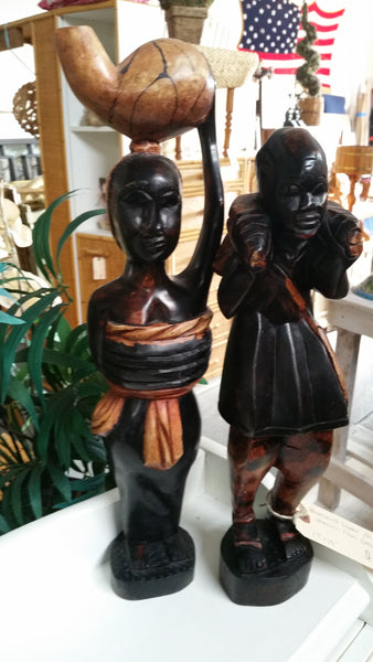 WOODEN HAND CARVED AFRICAN STATUES MADE IN GHANA (2) - MISC
