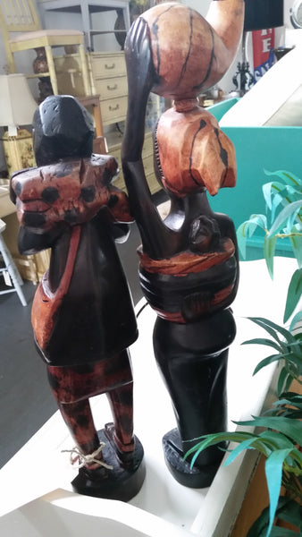 WOODEN HAND CARVED AFRICAN STATUES MADE IN GHANA (2) - MISC