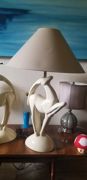 VINTAGE MID CENTURY MODERN ROYAL HAEGER PORCELAIN ANTELOPE/ RAM/ GAZELLE/ IBEX LAMPS (2)