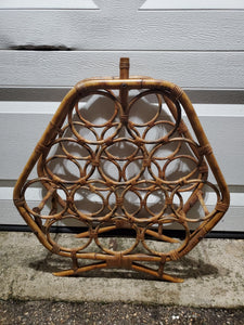 VINTAGE BAMBOO/ RATTAN 🎋🍾 12 BOTTLE WINE RACK ~ MISC