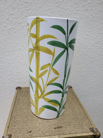 VINTAGE CERAMIC ITALIAN HAND PAINTED BAMBOO UMBRELLA STAND/ VASE ~ MISC